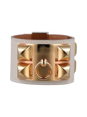 Hermes Collier de Chien Beige Gold Leather S T NM 007 NI Bracelet